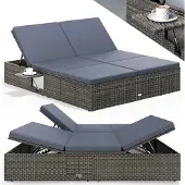 Casaria Polyrotan ligbed Grijs/Antraciet 200x160x33cm