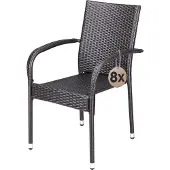 Casaria Polyrotan Tuinstoel Comfort 8 stuks Bruin