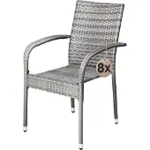 Casaria Polyrotan Tuinstoel Comfort 8 stuks Grijs