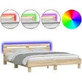 vidaXL Bedframe met hoofdeinde Sonoma 193 x 203 cm Bewerkt hout