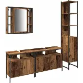 vidaXL Badkamermeubel Set 4 st Oud Hout 33 x 33 x 185,5 cm