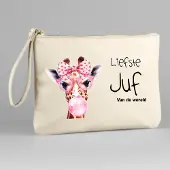 Bagbase Beige juf etui- juf cadeau- einde schooljaar- liefste juf-giraf etui Beige.