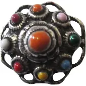 Zeeuws Meisje - zeeuwse knoop verzilverd oogjesrand multi colour emaille