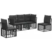 vidaXL Buiten bank set Zwart Polyester