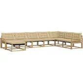 vidaXL Buiten bank set 8 st Wit en Beige Massief Acacia Hout