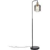QAZQA Design vloerlamp zwart met goud en smoke glas - Zuzanna