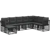 vidaXL Buiten bank set Zwart Polyester