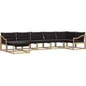 vidaXL Buiten bank set 7 st Wit en zwart Massief Acacia Hout