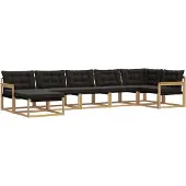 vidaXL Buiten bank set 7 st Wit en zwart Massief Acacia Hout