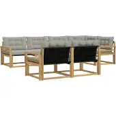 vidaXL Buiten bank set 7 st Wit en Lichtgrijs