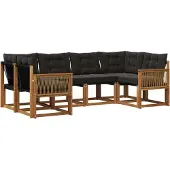 vidaXL Buiten bank set 6 st Naturel en Zwart