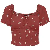ONLY Blouse 'ONLHillary' lichtgrijs / donkerrood / wit