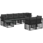 vidaXL Buiten bank set Zwart en Donker Grijs Polyester
