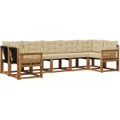 vidaXL Buiten bank set 7 st Natuurlijk en Beige