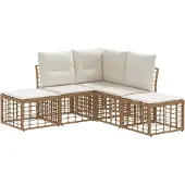 vidaXL Buiten bank set Naturel Polyester