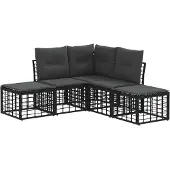 vidaXL Buiten bank set Zwart Polyester
