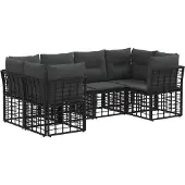 vidaXL Buiten bank set 6 st Zwart Polyester