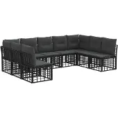 vidaXL Buiten bank set Zwart Polyester