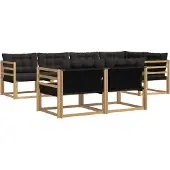 vidaXL Buiten bank set 7 st Wit en zwart