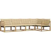 vidaXL Buiten bank set 5 st Wit en Beige