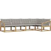 vidaXL Buiten bank set 5 st Wit en Lichtgrijs