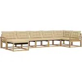 vidaXL Buiten bank set 7 st Wit en Beige Massief Acacia Hout