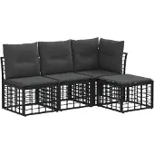vidaXL Buiten bank set Zwart Polyester