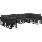 vidaXL Buiten bank set Zwart en Donker Grijs Polyester
