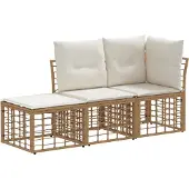 vidaXL Buiten bank set 3 st Naturel Polyester