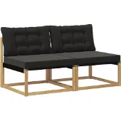 vidaXL Buiten Midden Sofa Massief Acaciahout en Textilene Wit