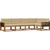 vidaXL Buiten bank set 5 st Natuurlijk en Beige