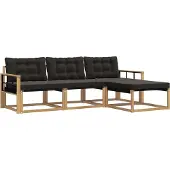 vidaXL Buiten bank set 4 st Wit en zwart