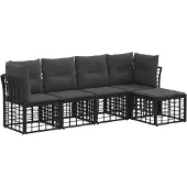 vidaXL Buiten bank set Zwart Polyester