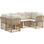 vidaXL Buiten bank set 6 st Naturel Polyester