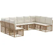 vidaXL Buiten bank set Naturel Polyester