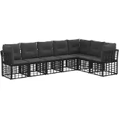 vidaXL Buiten bank set Zwart Polyester