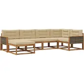 vidaXL Buiten bank set 6 st Natuurlijk en Beige