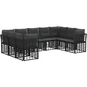 vidaXL Buiten bank set Zwart en Donker Grijs Polyester