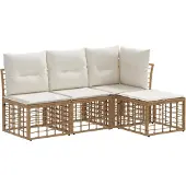 vidaXL Buiten bank set Naturel Polyester