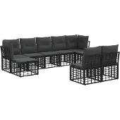 vidaXL Buiten bank set Zwart en Donker Grijs Polyester