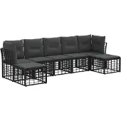 vidaXL Buiten bank set Zwart Polyester