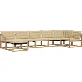 vidaXL Buiten bank set 7 st Wit en Beige Massief Acacia Hout