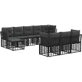 vidaXL Buiten bank set Zwart en Donker Grijs Polyester