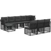 vidaXL Buiten bank set Zwart en Donker Grijs Polyester