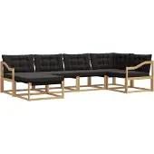 vidaXL Buiten bank set 6 st Wit en zwart Massief Acacia Hout