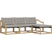 vidaXL Buiten bank set 4 st Wit en Lichtgrijs