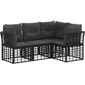 vidaXL Buiten bank set Zwart Polyester