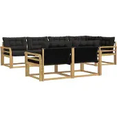 vidaXL Buiten bank set 7 st Wit en zwart
