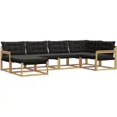 vidaXL Buiten bank set 6 st Wit en zwart Massief Acacia Hout
