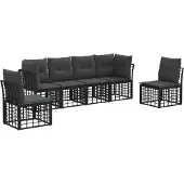 vidaXL Buiten bank set Zwart Polyester